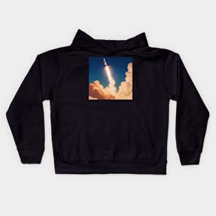 Vintage Space Rocket Launch Kids Hoodie